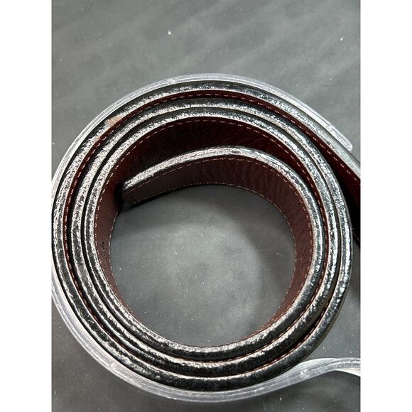 Mens Fossil Reversible Black/Brown Leather Belt With Silver Buckle - Picture 4 of 9